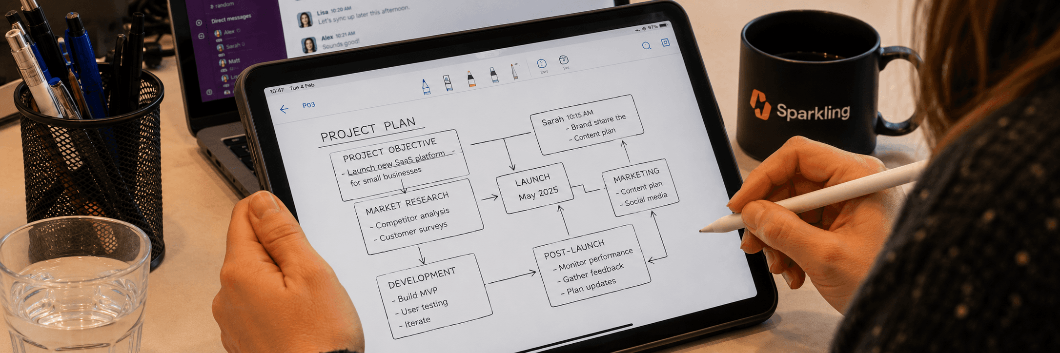 Market analysis dashboard on an iPad